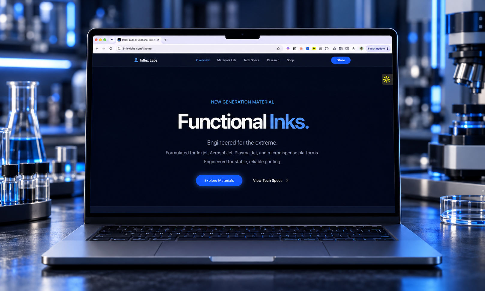 Inflex Labs website on desktop