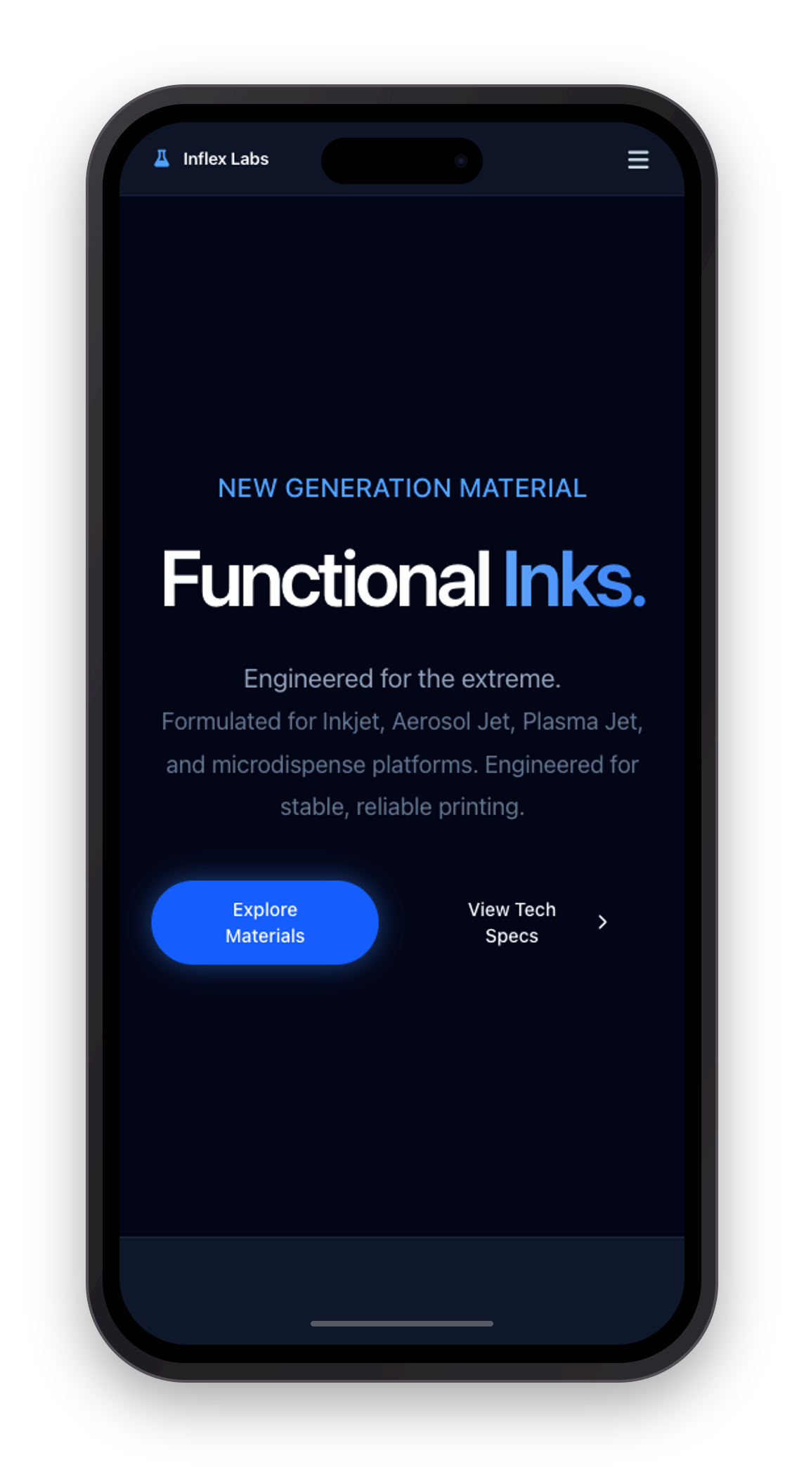 Inflex Labs website on a phone